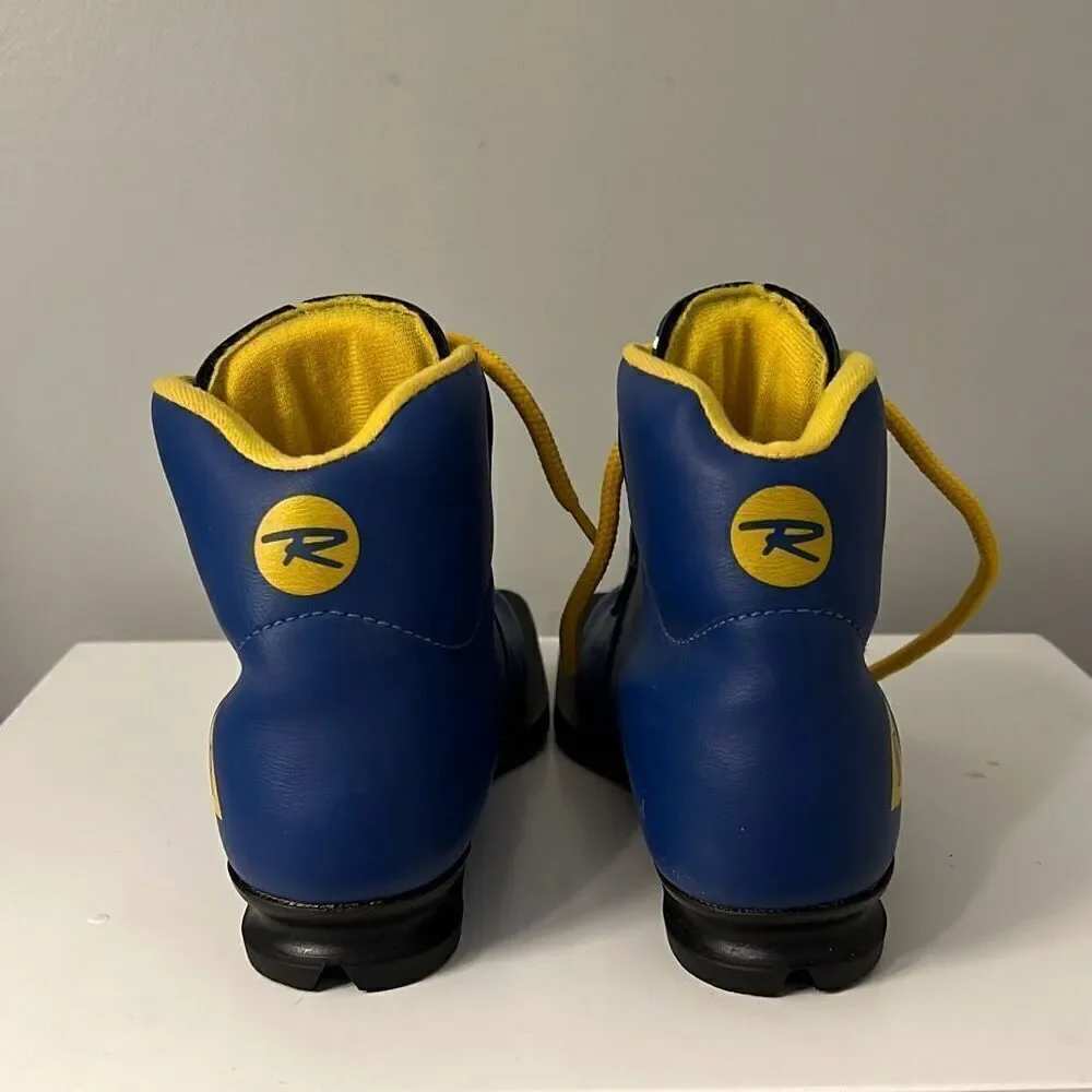 Rossignol Kids' Blue Yellow LTS JR Nordic 75mm Cross Country Ski Boots Size 8.5